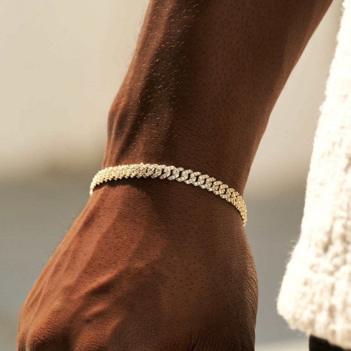 Micro Diamond Prong Cuban Chain + Bracelet Bundle in White or Yellow Gold - 6mm