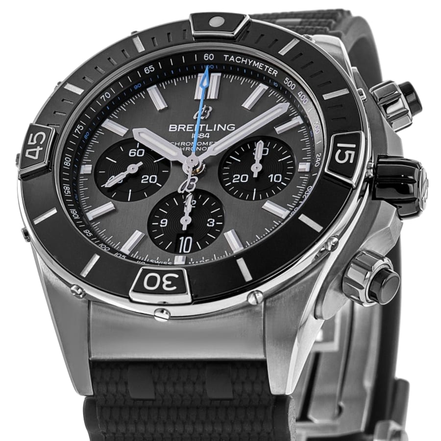 Breitling Super Chronomat B01 44 Automatic Chronograph Grey Dial Rubber Strap Men's Watch EB0136251M1S1