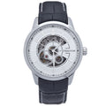 Heritor Automatic Davies Semi-Skeleton Leather-Band Watch - Silver/White