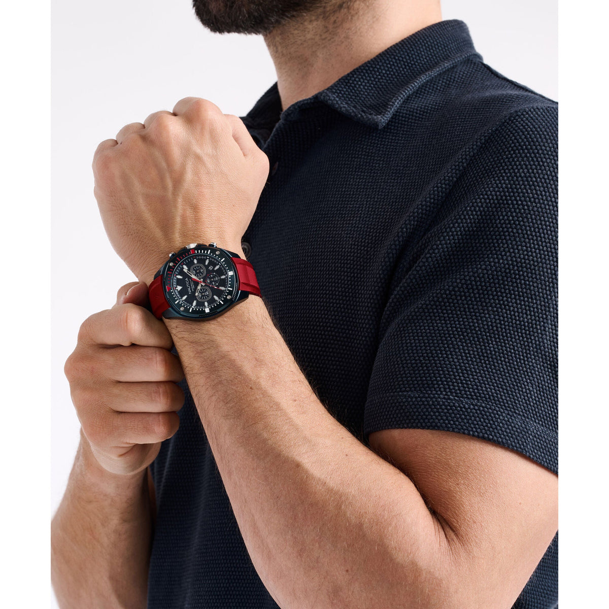 Nautica Mens Nct Blue Sail Chronograph Silicone Watch Box Set