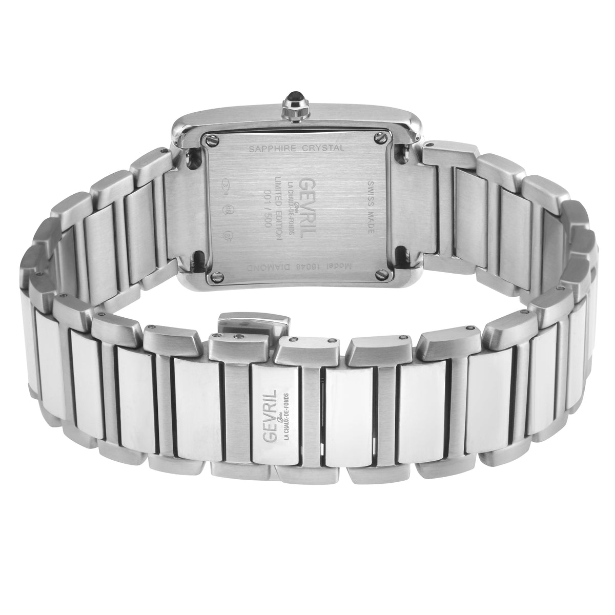 Gevril Women's Regina Swiss Diamond Watch, Black MOP Dial, 316L SS Case, 316L Stainless Steel Bracelet.