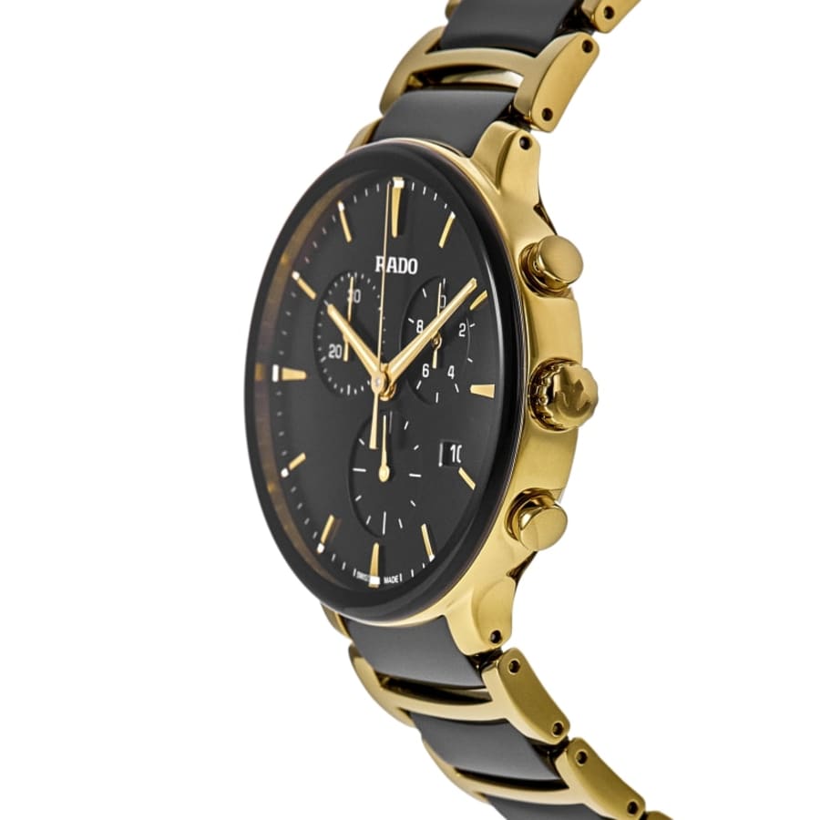Rado Centrix Quartz Chronograph Black Dial Two-Tone Ceramic & Stainless Steel Men's Watch R30211152