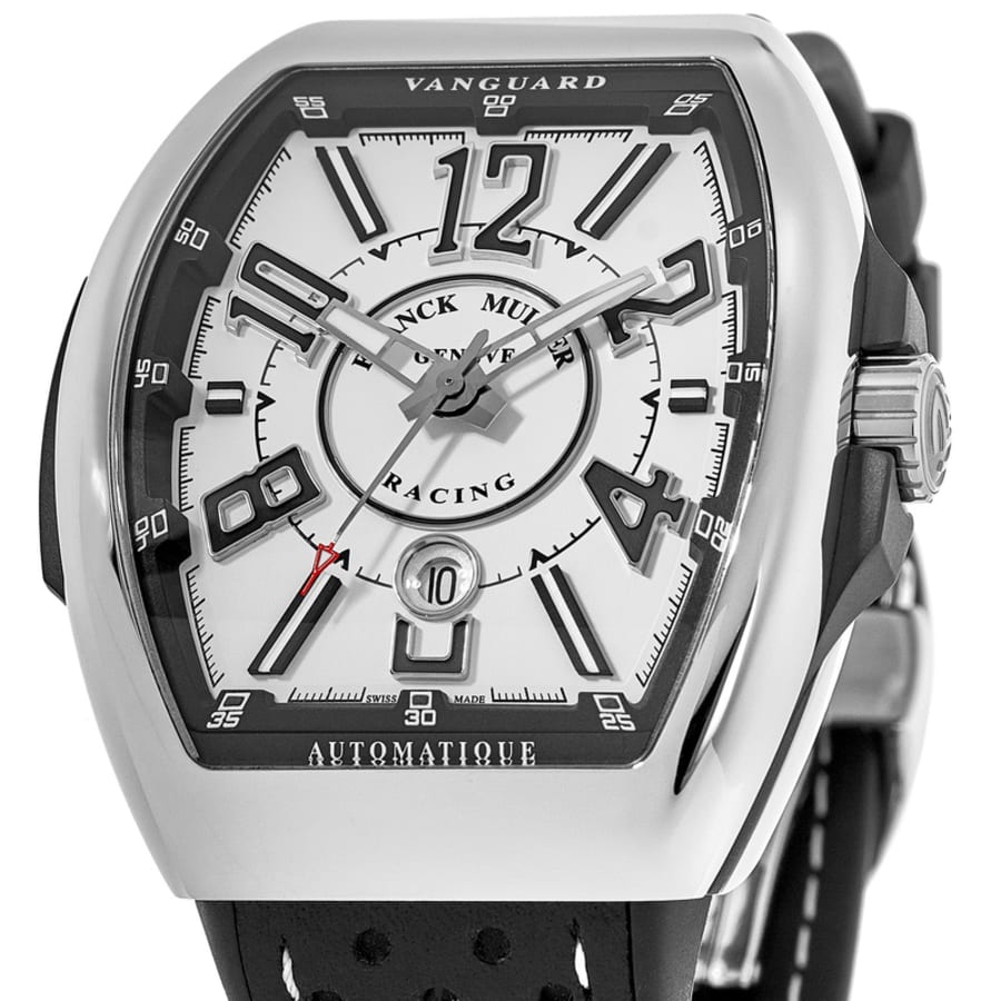 Franck Muller Vanguard Racing Automatic White Dial Leather Strap Men's Watch V 45 SC DT RCG AC (NR)