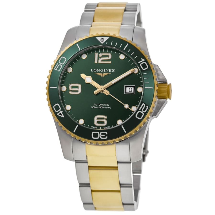 Longines HydroConquest Automatic Green Dial Two-Tone Yellow Gold PVD Stainless Steel Men's Watch L3.782.3.06.7