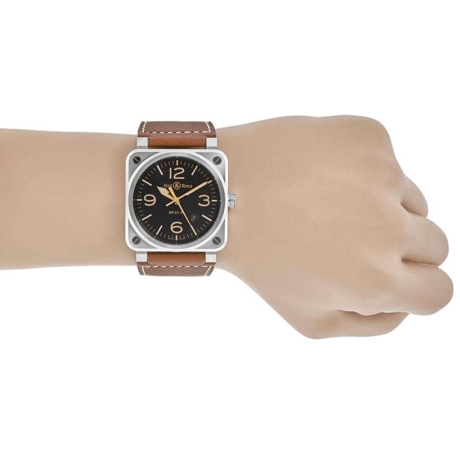 Bell & Ross BR 03-92 42mm Black Dial Leather Strap Men's Watch BR0392-GH-ST/SCA