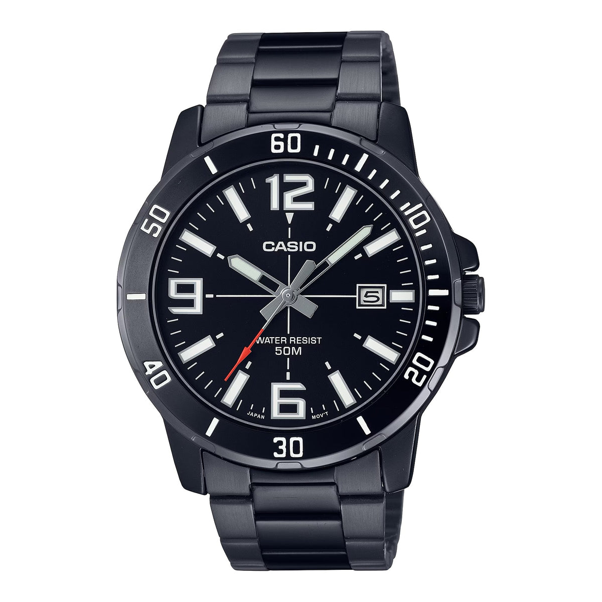 Casio Men’s Black Dial Stainless Steel Bracelet Watch - MTP-VD01B-1BVUDF