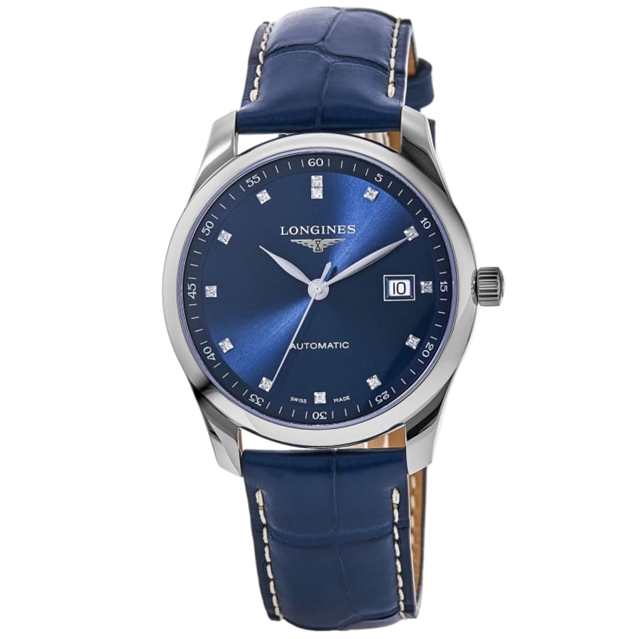 Longines Master Collection Automatic 42mm Blue Diamond Dial Leather Strap Men's Watch L2.893.4.97.0