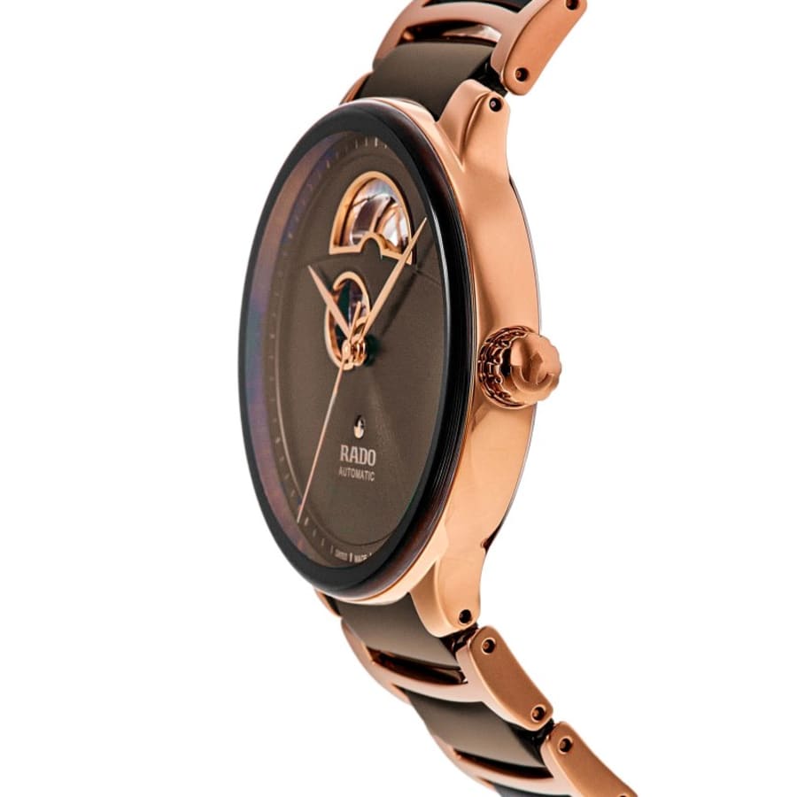 Rado Centrix Automatic Open Heart Brown Dial Two-Tone Ceramic & Stainless Steel Unisex Watch R30013302