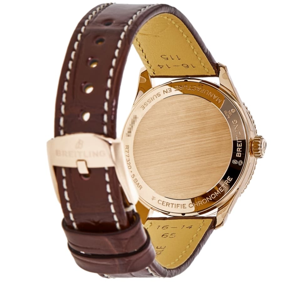 Breitling Navitimer 32 18kt Rose Gold Pearl Diamond Dial Leather Strap Women's Watch R77320E61A1P1