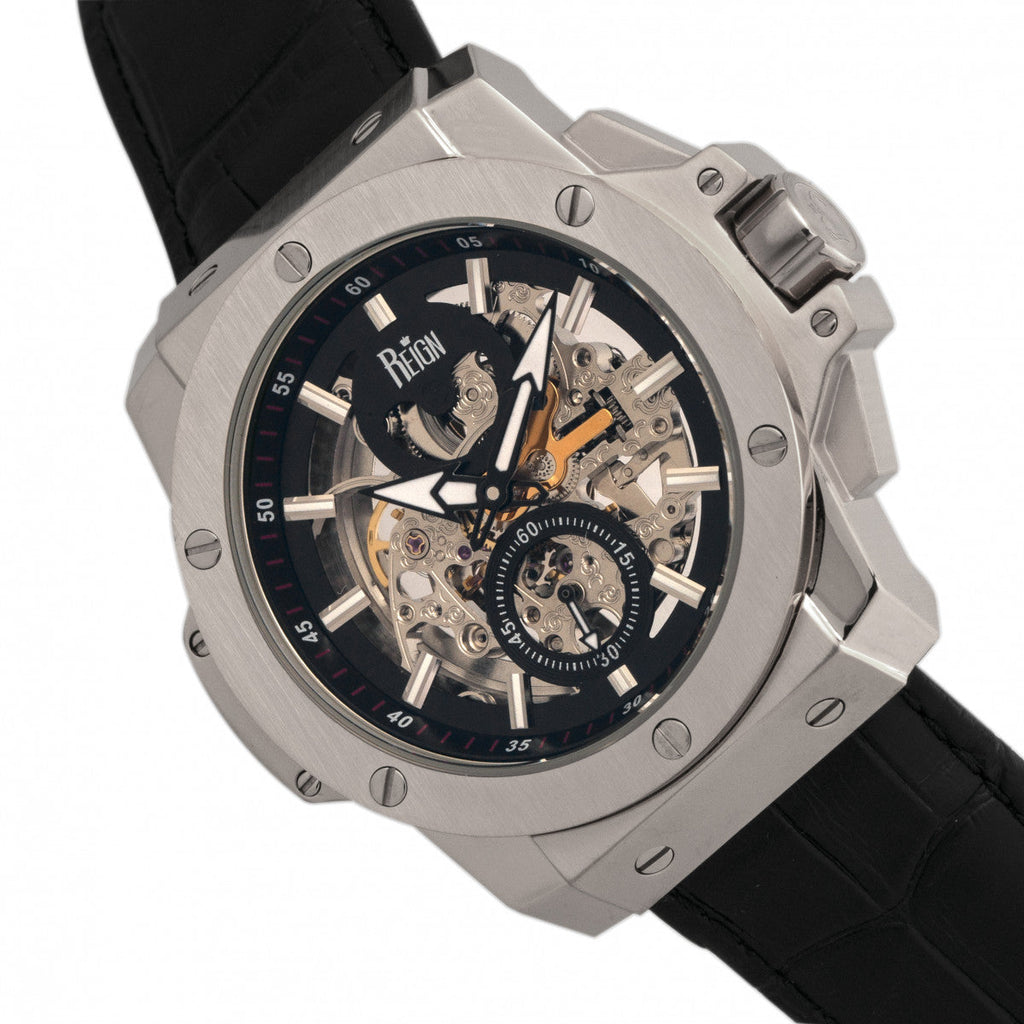 Commodus Automatic Skeleton Leather-Band Watch