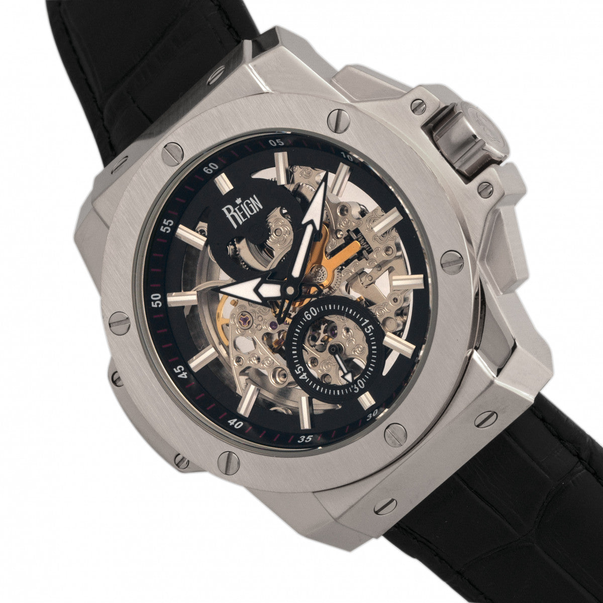 Commodus Automatic Skeleton Leather-Band Watch