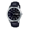 Casio Men’s Black Leather Watch with Black Dial - MTP-V006L-1B2UDF