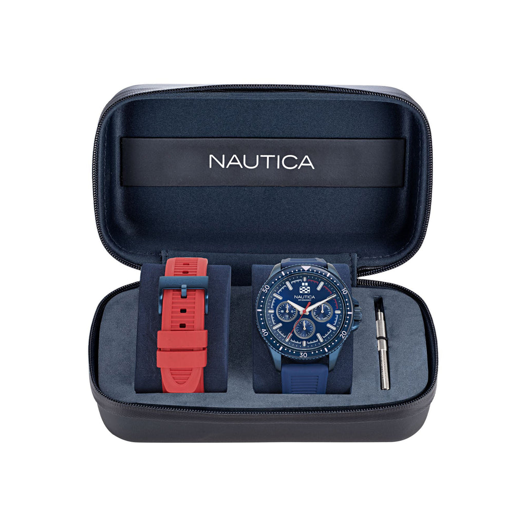 Nautica Mens Nct Windrose Wheat Fiber Strap 3-Hand Watch
