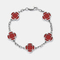 Red Clover Stone Bracelet (Silver)