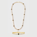 Black Clover Tennis Chain + Bracelet (Gold) - 4mm