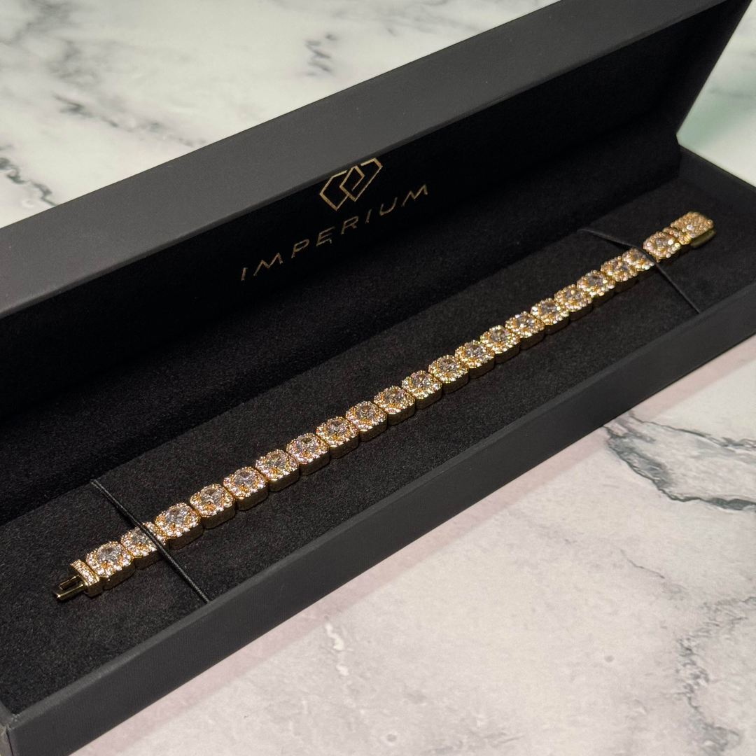 Women's Clustered Tennis Bracelet (Gold) - 8mm