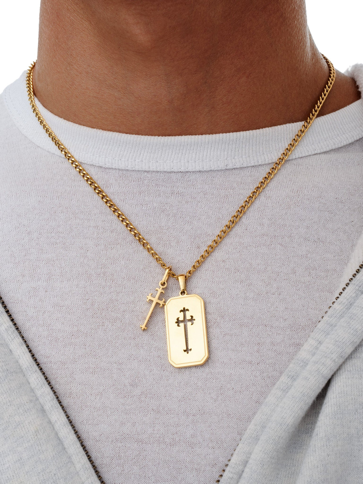 Cross Stack Necklace (Gold)