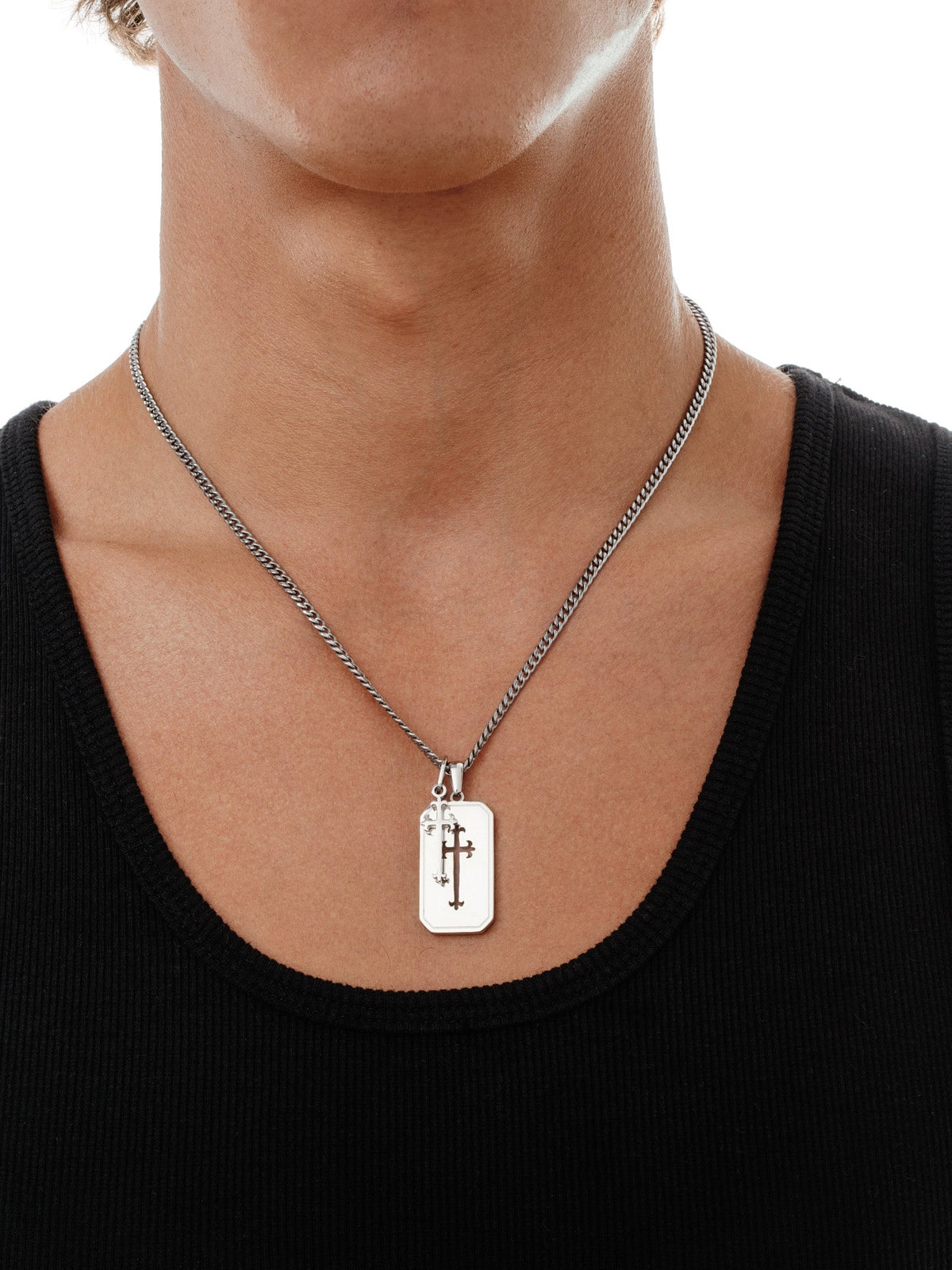 Cross Stack Necklace (Steel)