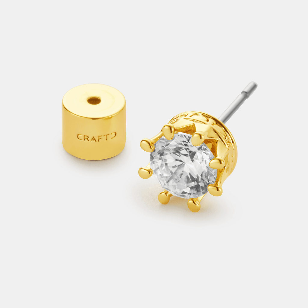Crown Diamond Stud Earring (Gold)