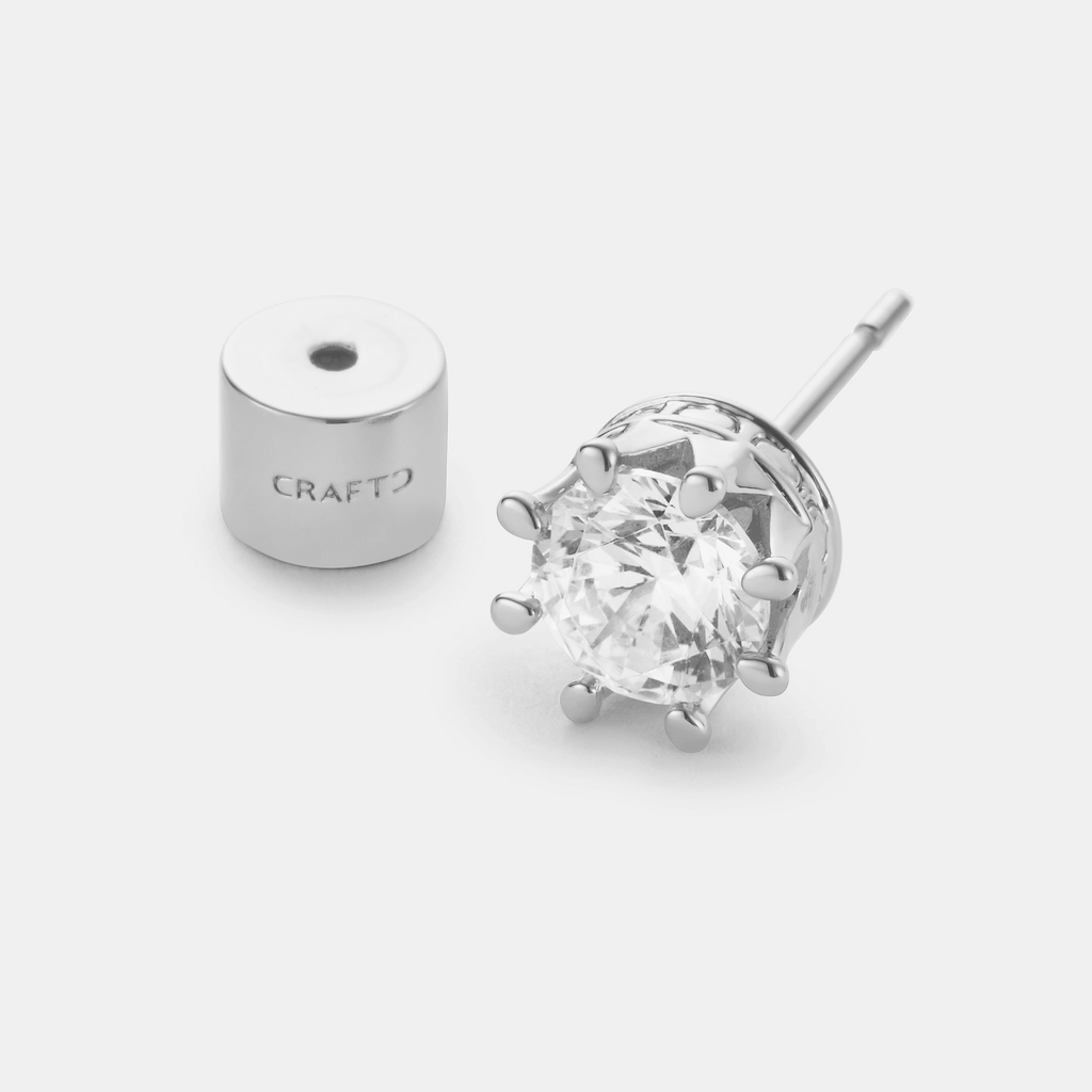 Crown Diamond Stud Earring (Silver)