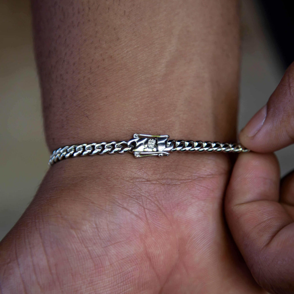 Miami Cuban Bracelet in White Gold -5mm