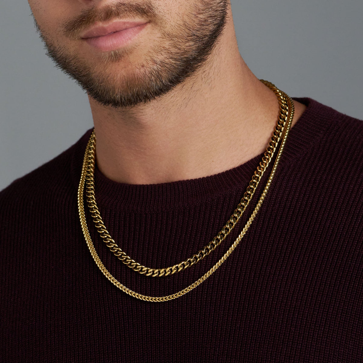 Cuban 5mm + Franco 3mm Stack (Gold)