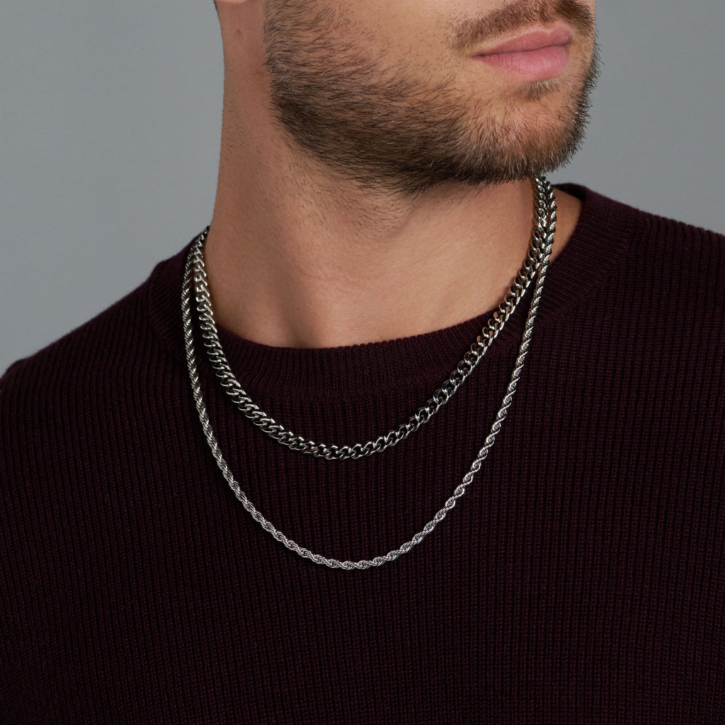 Cuban 5mm + Rope 4mm Stack (Silver)