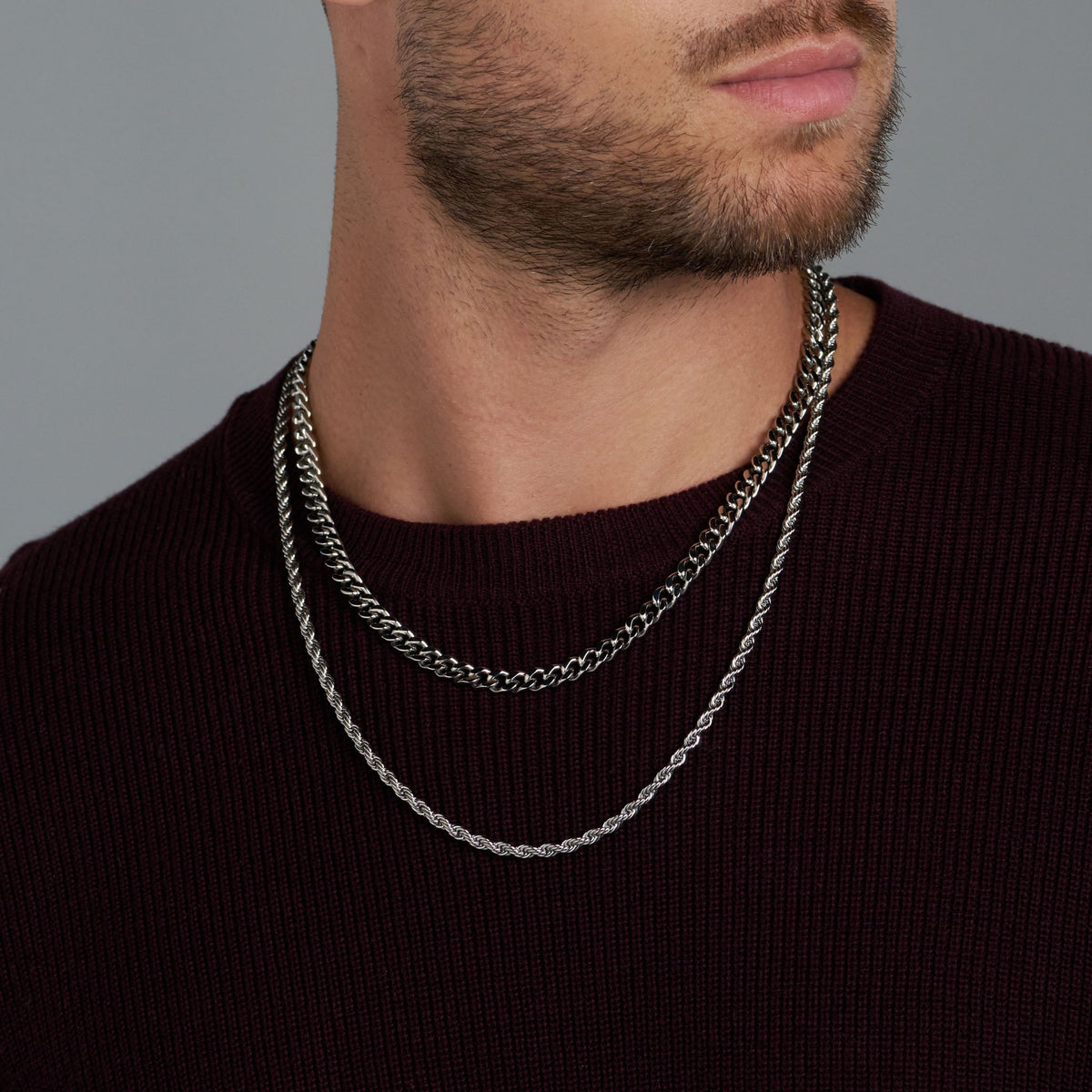 Cuban 5mm + Rope 4mm Stack (Silver)