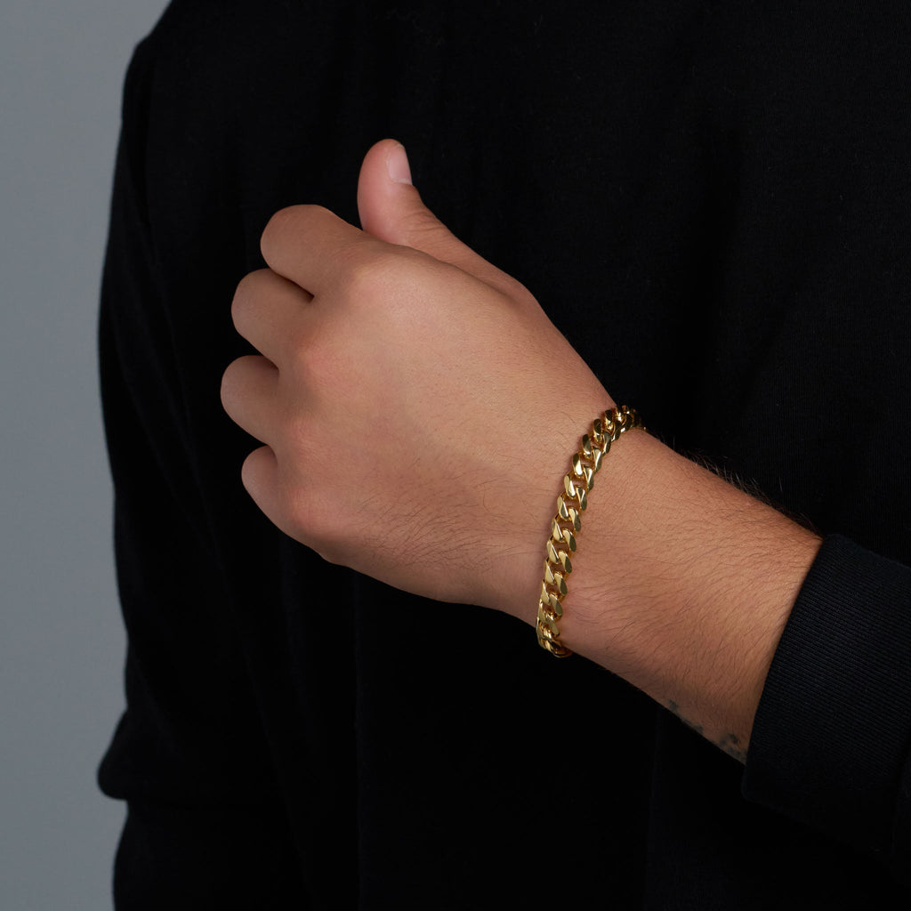 Cuban Link Chain + Bracelet (Gold) - 8mm