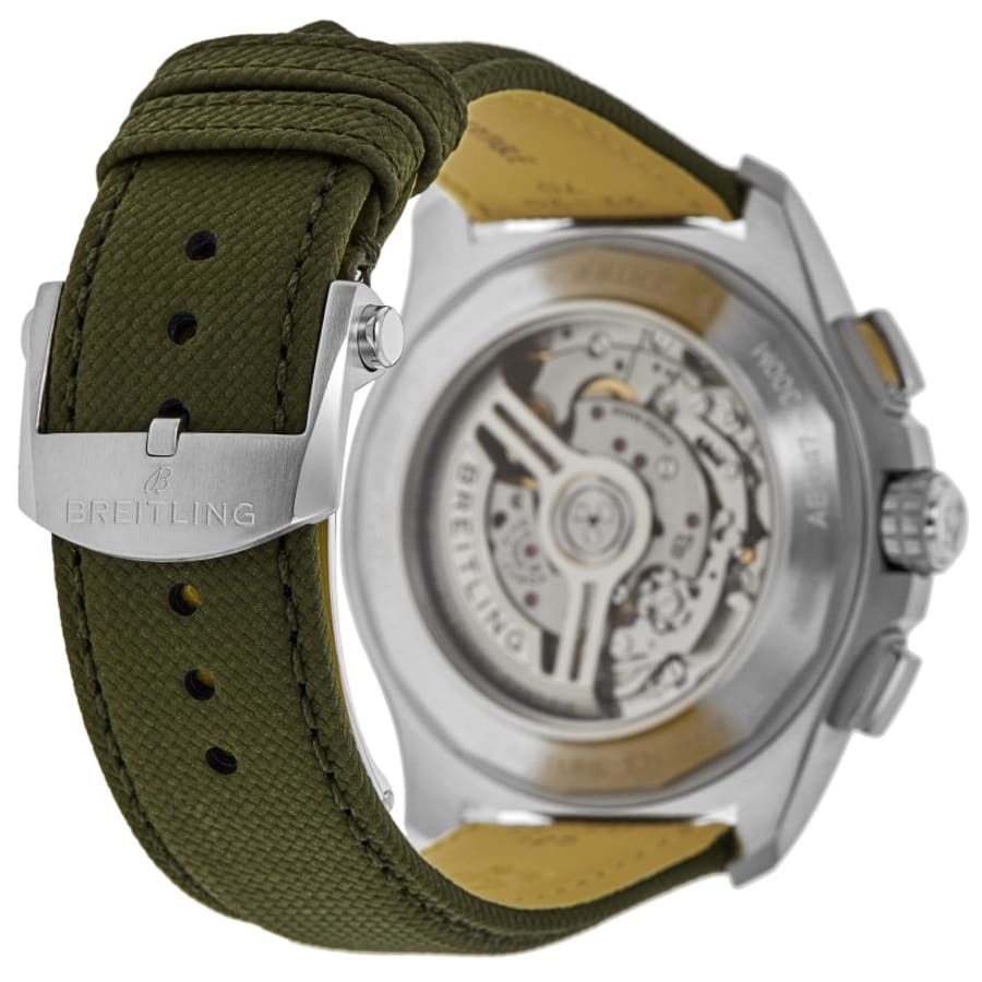 Breitling Avenger B01 Chronograph 44 Automatic Green Dial Leather Strap Men's Watch AB0147101L1X1