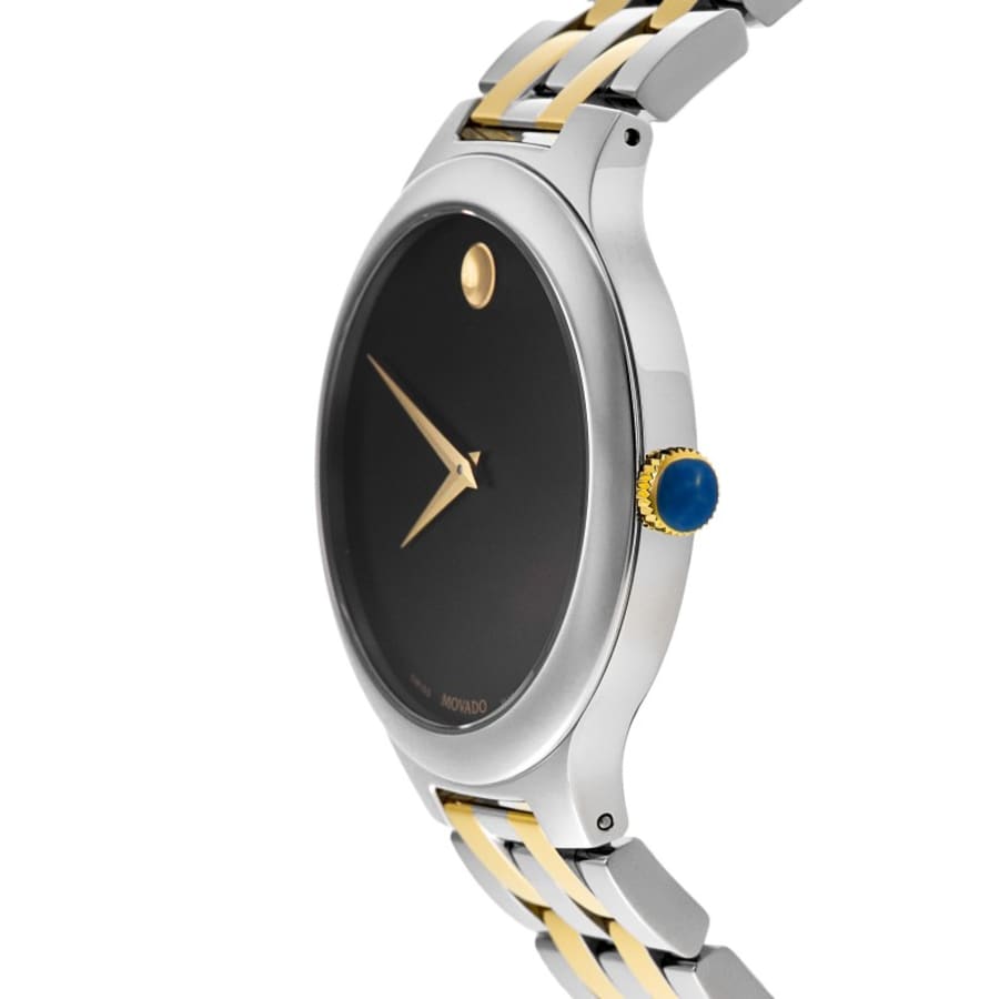 Movado Veturi Black Dial Two-Tone Yellow Gold PVD Stainless Steel Men's Watch 0608042