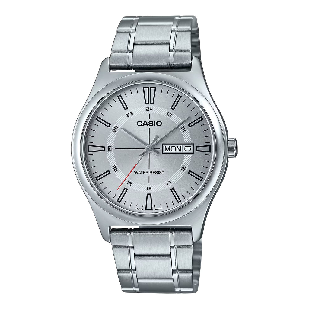Casio Men’s Silver Dial Day Date Analog Watch with Bracelet - MTP-V006D-7CUDF