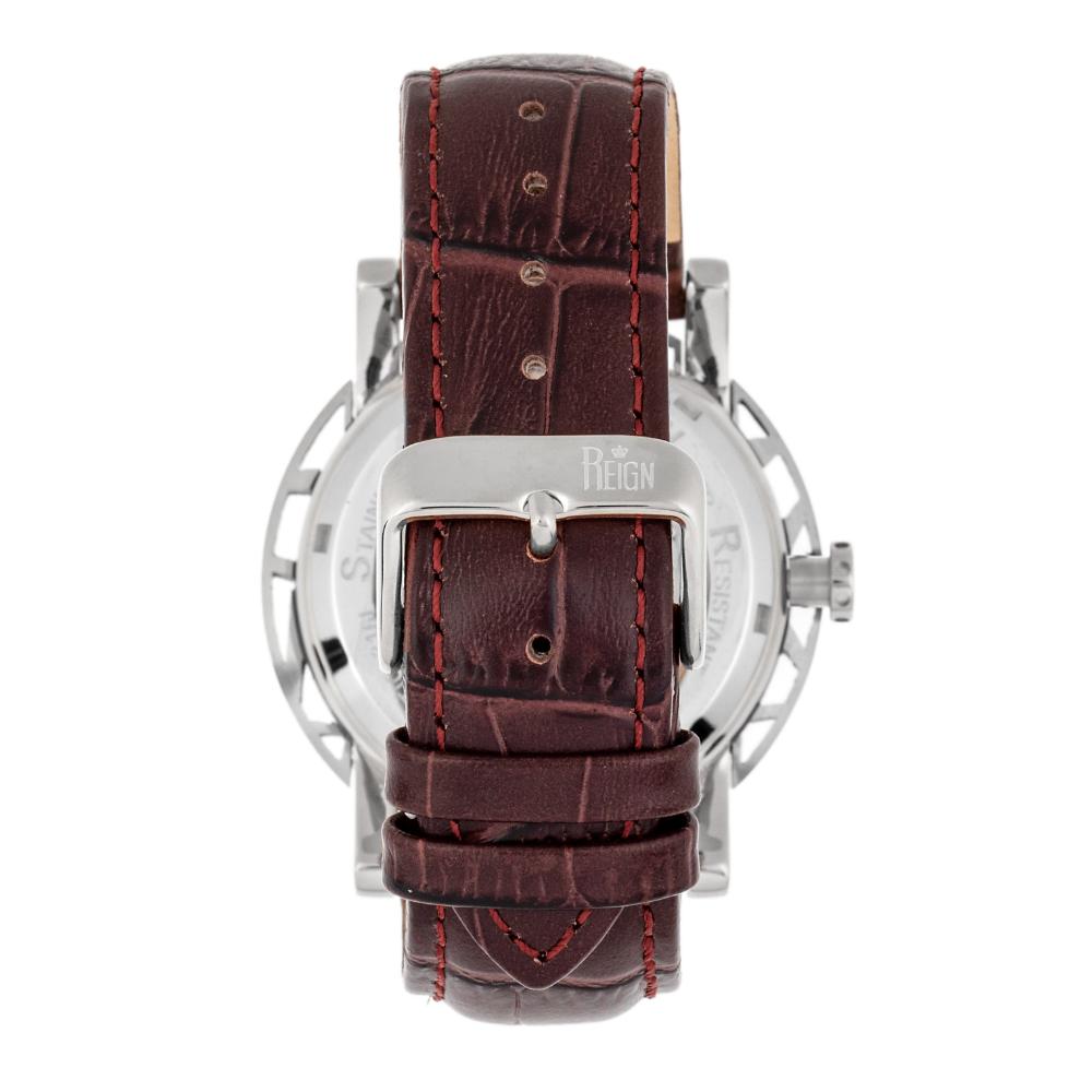 Stavros Automatic Skeleton Leather-Band Watch