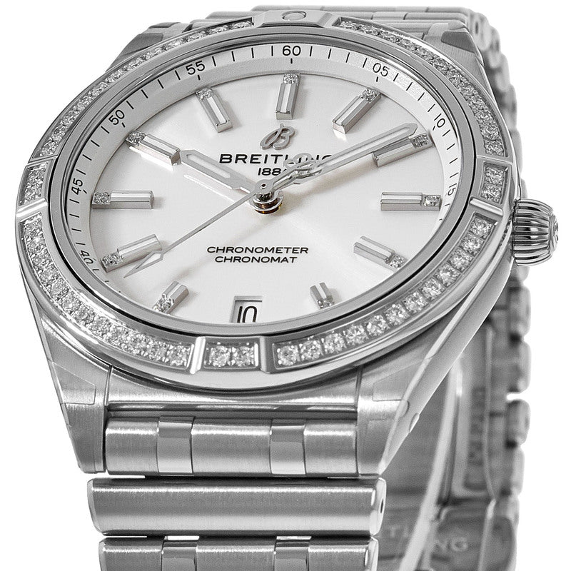 Breitling Chronomat Automatic 36 White Diamond Dial and Bezel Steel Women's Watch A10380591A1A1
