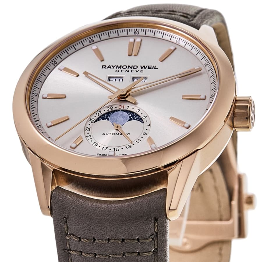 Raymond Weil Freelancer Complete Calendar Automatic Beige Dial Leather Strap Men's Watch 2766-PC5-64001