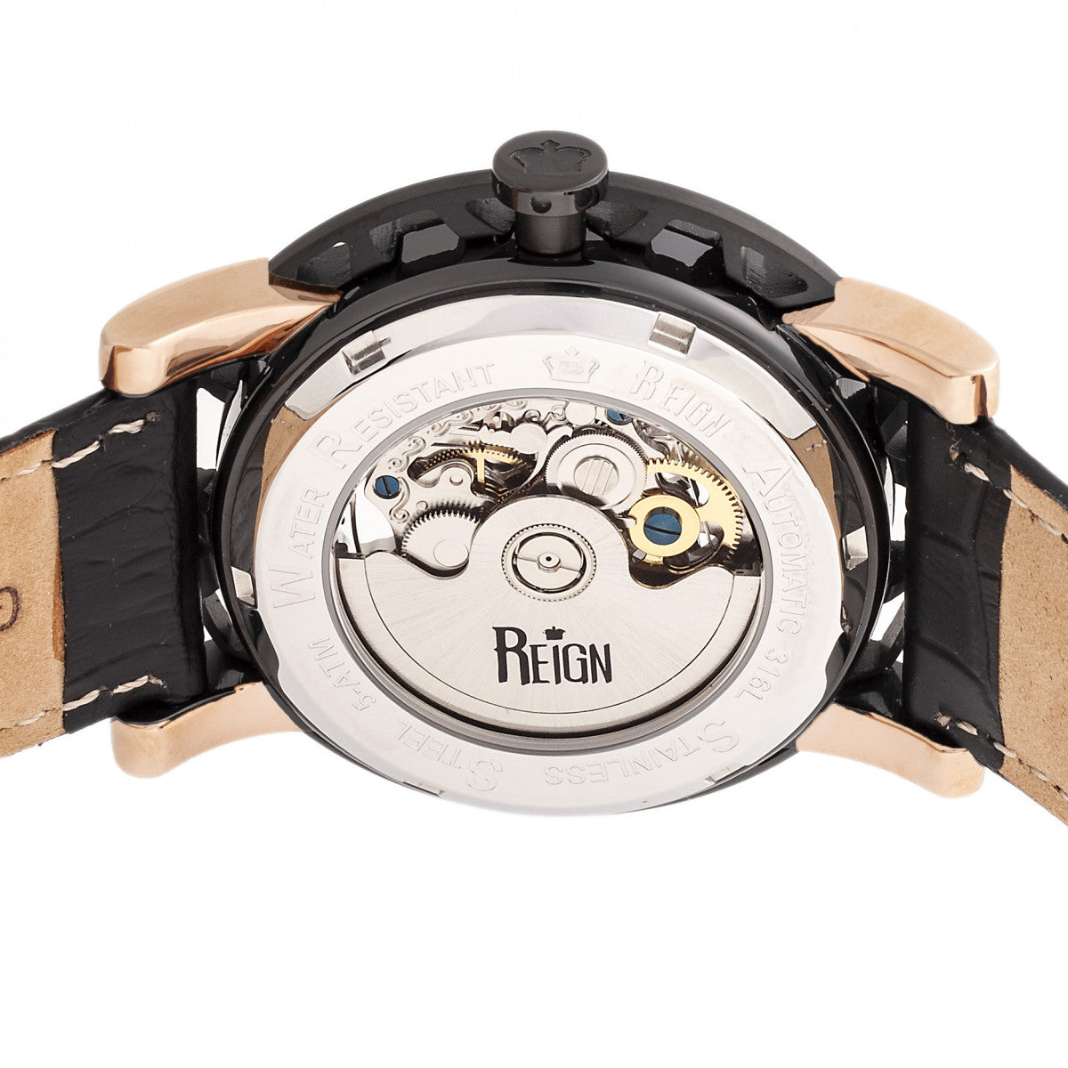 Stavros Automatic Skeleton Leather-Band Watch