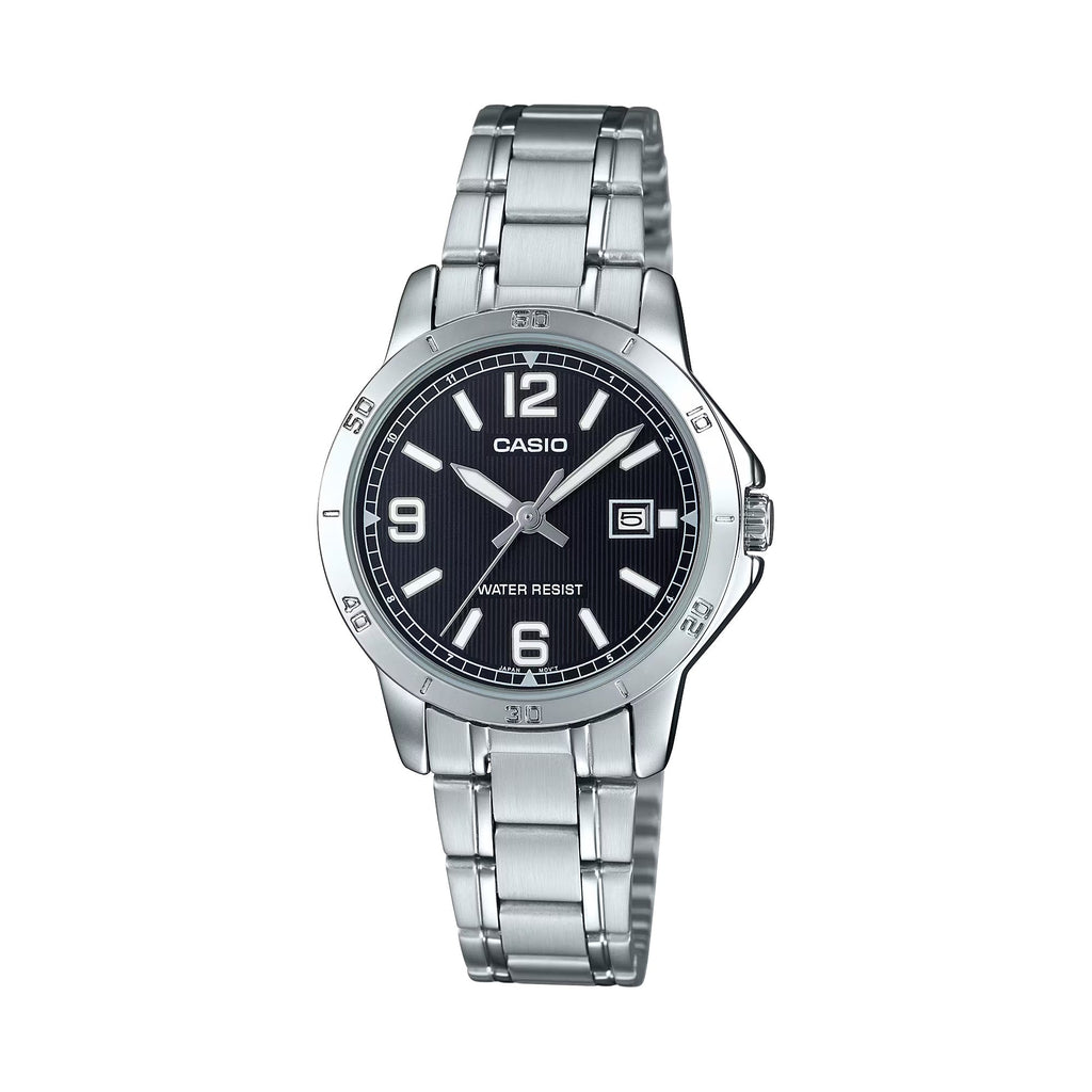 Casio Women’s Silver Stainless Steel Watch with Black Dial - LTP-V004D-1B2UDF