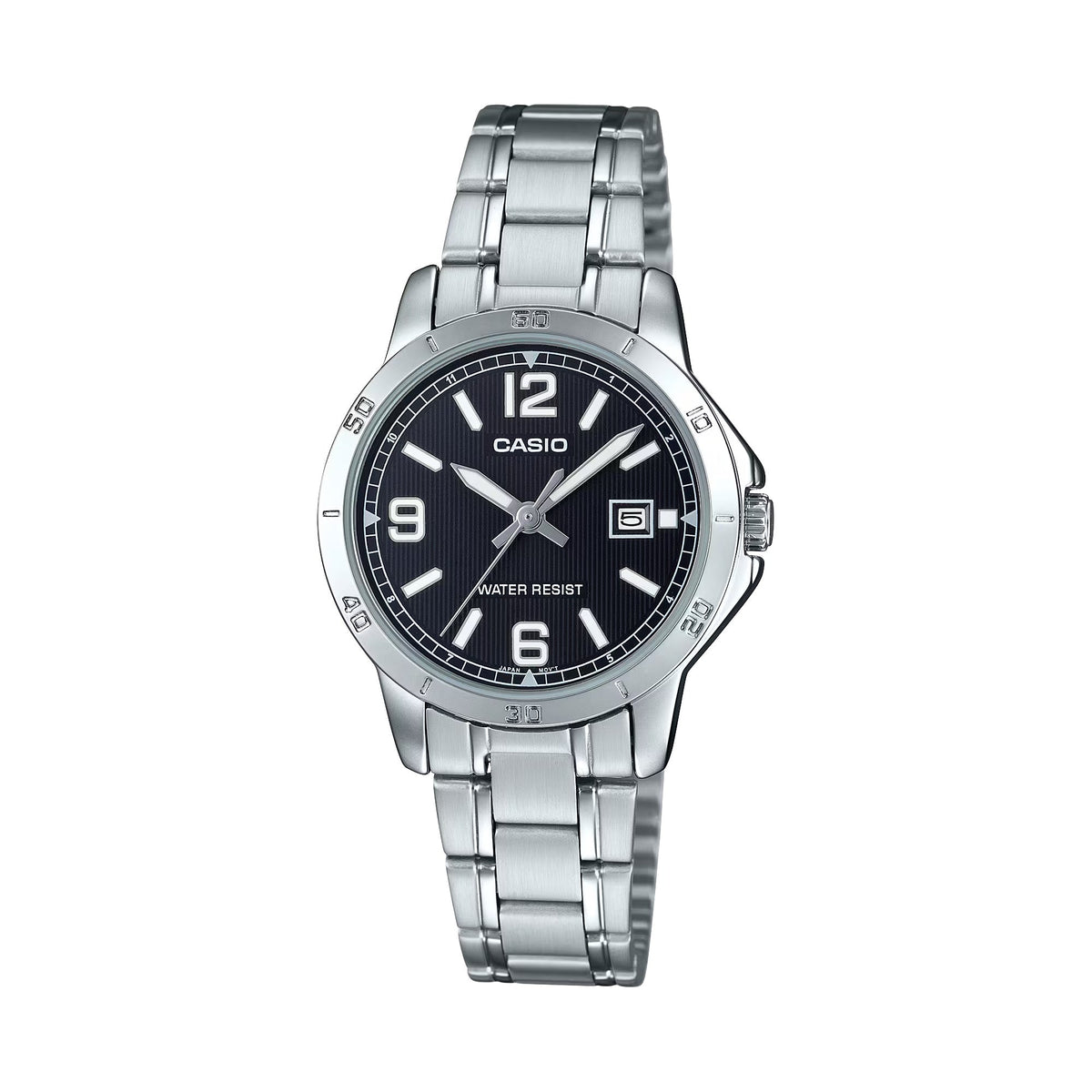 Casio Women’s Silver Stainless Steel Watch with Black Dial - LTP-V004D-1B2UDF