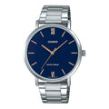 Casio Men’s Silver Bracelet Analog Watch with Blue Dial - MTP-VT01D-2BUDF