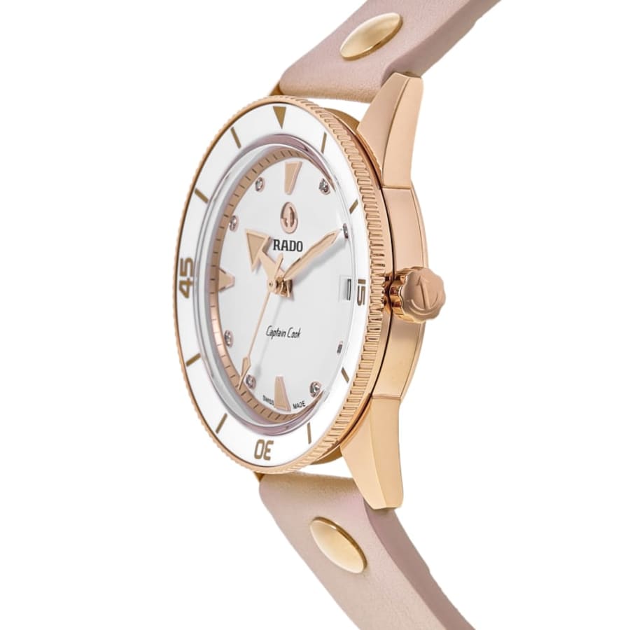 Rado Captain Cook Marina Hoermanseder Special Edition White Diamond Dial Leather Strap Set Women's Watch R32139708