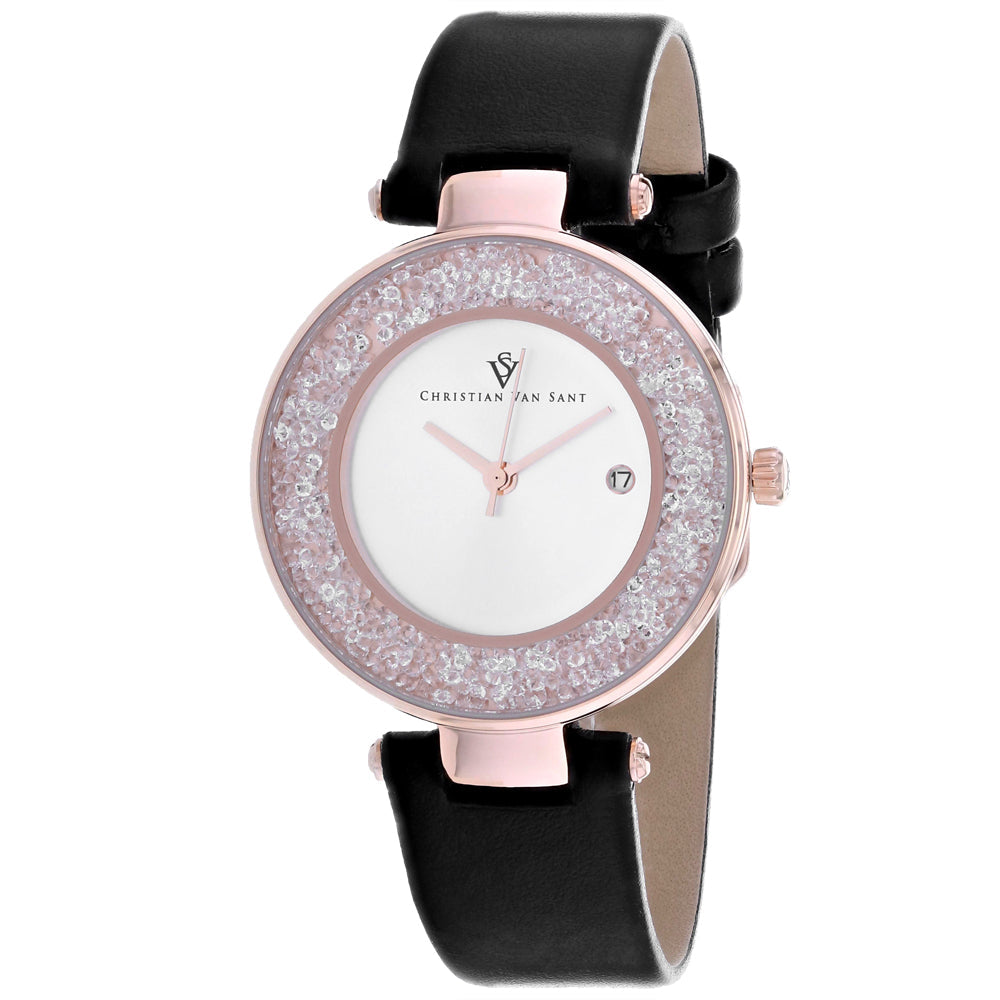 Christian Van Sant Women's Dazzle Silver Round 34mm