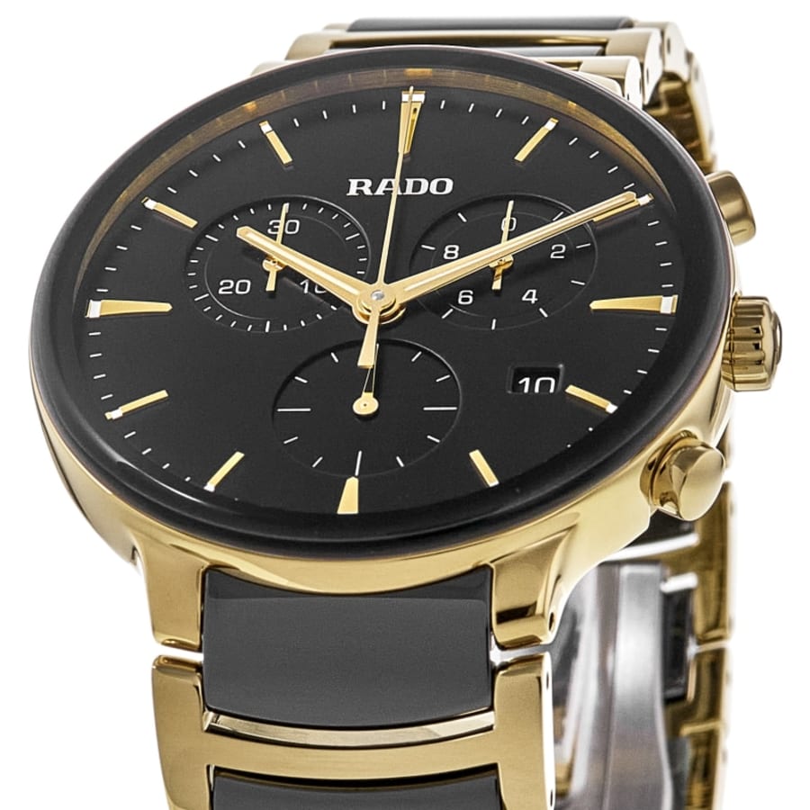 Rado Centrix Quartz Chronograph Black Dial Two-Tone Ceramic & Stainless Steel Men's Watch R30211152