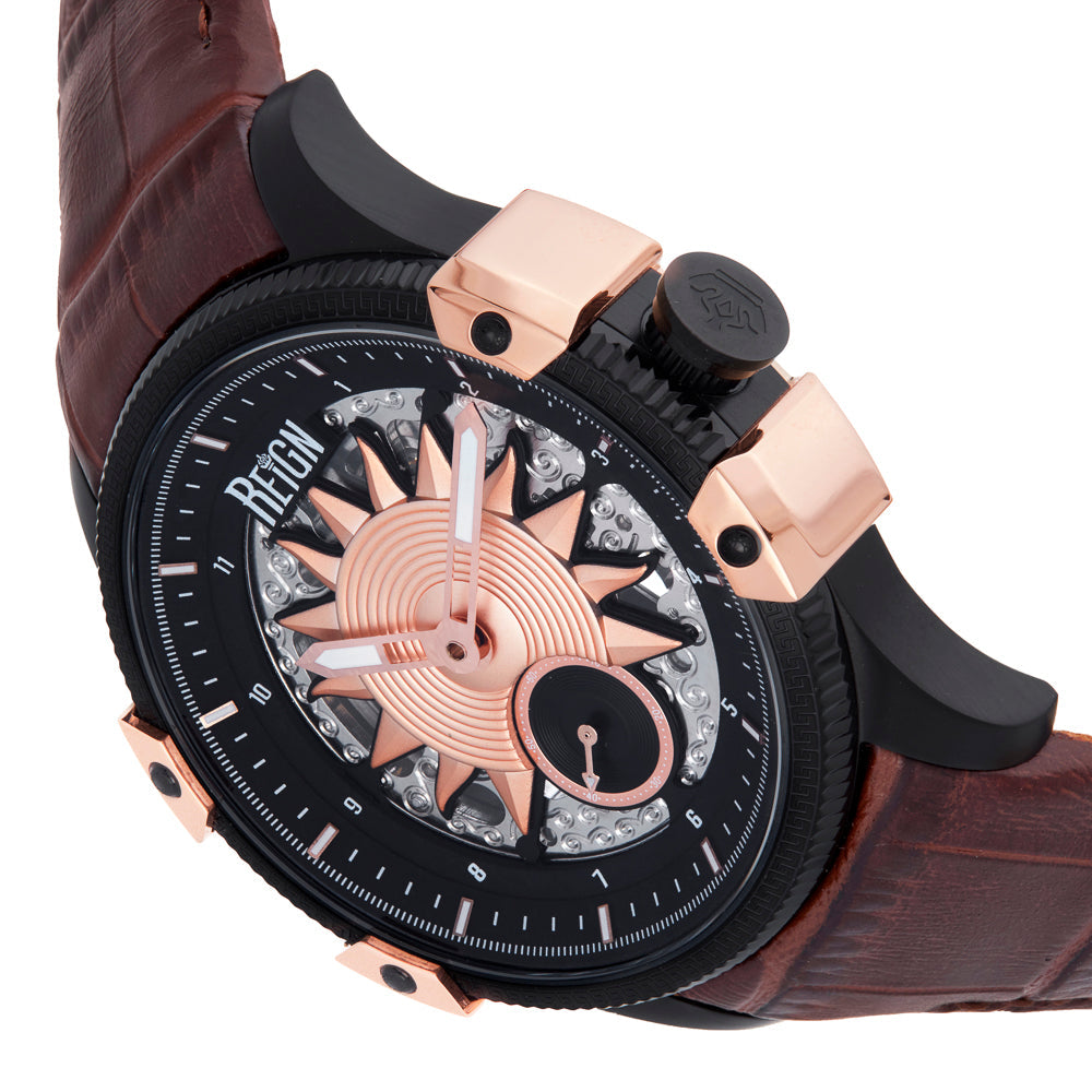 Solstice Automatic Semi-Skeleton Watch - Dark Brown/Rose Gold