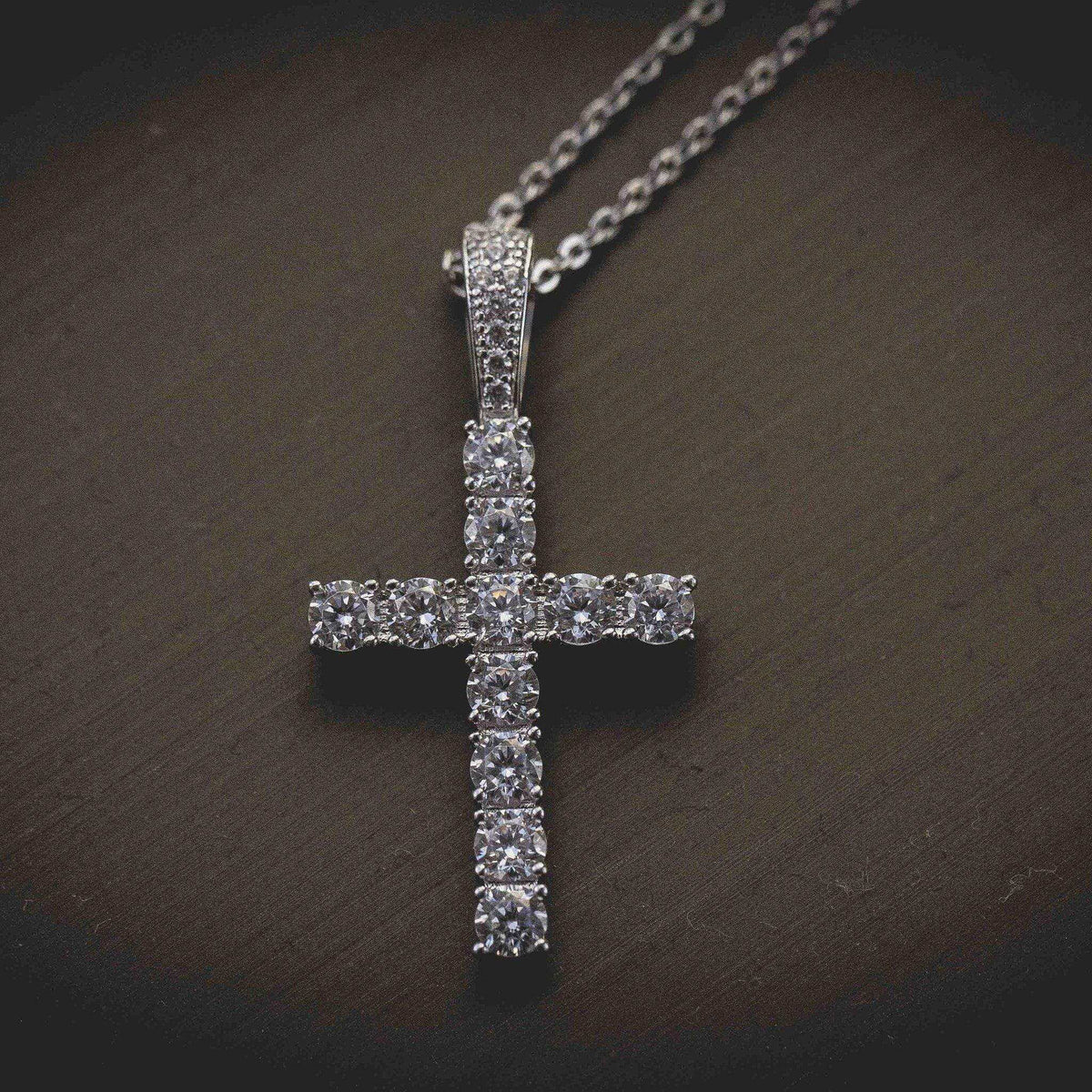 Diamond Cross Pendant in White Gold