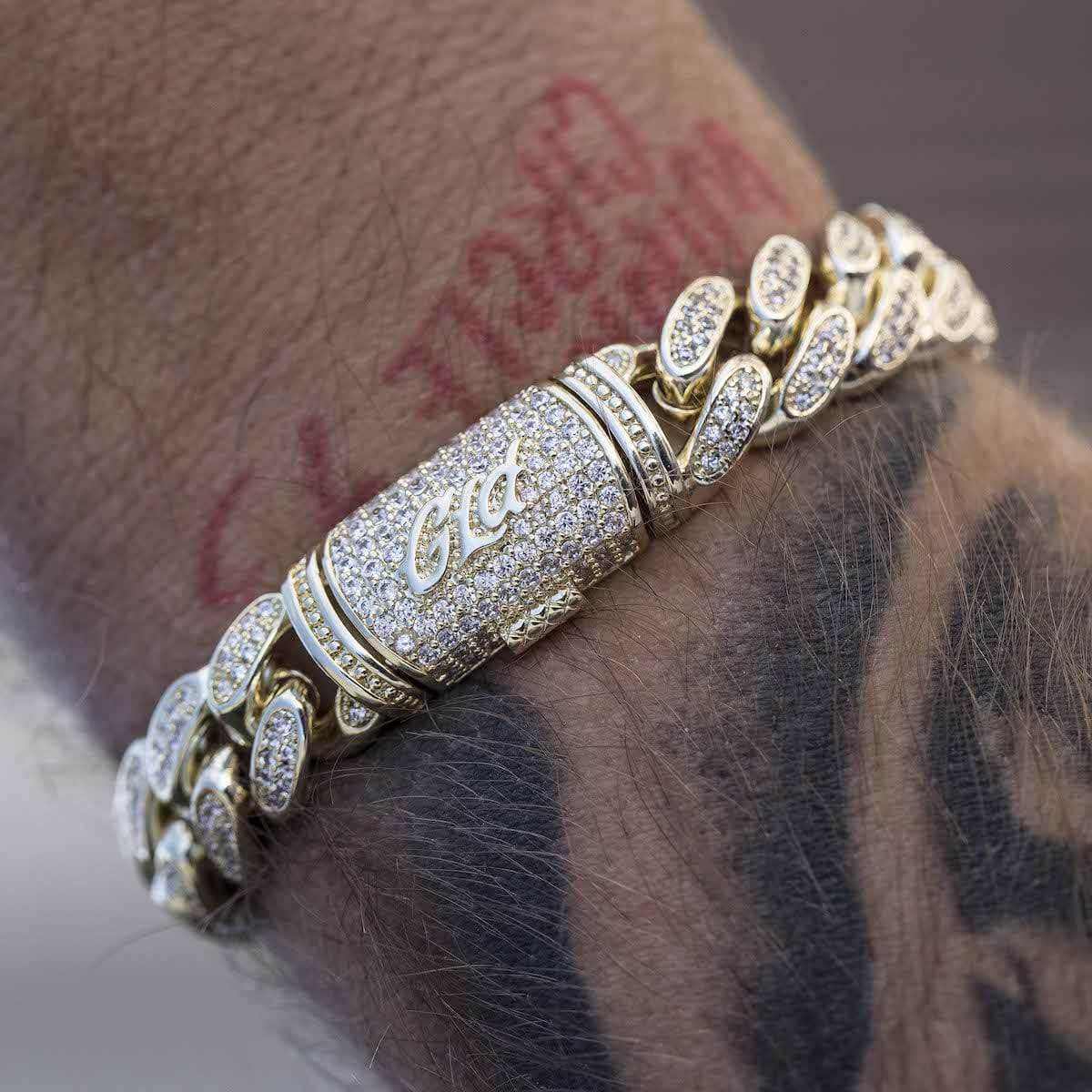 GLD Diamond Cuban Link Bracelet in Yellow Gold - 12mm