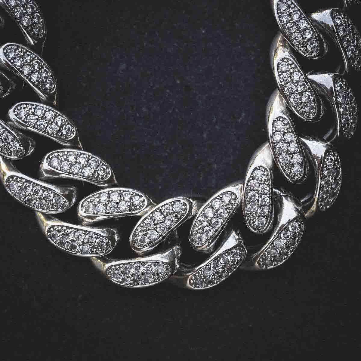 GLD Diamond Cuban Link Chain in White Gold - 19mm