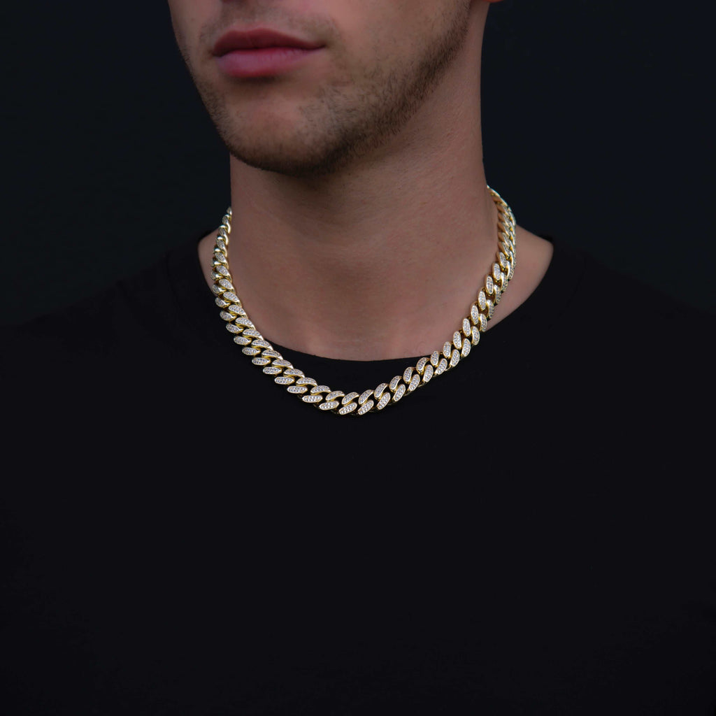 GLD Diamond Cuban Link Chain in Yellow Gold - 12mm