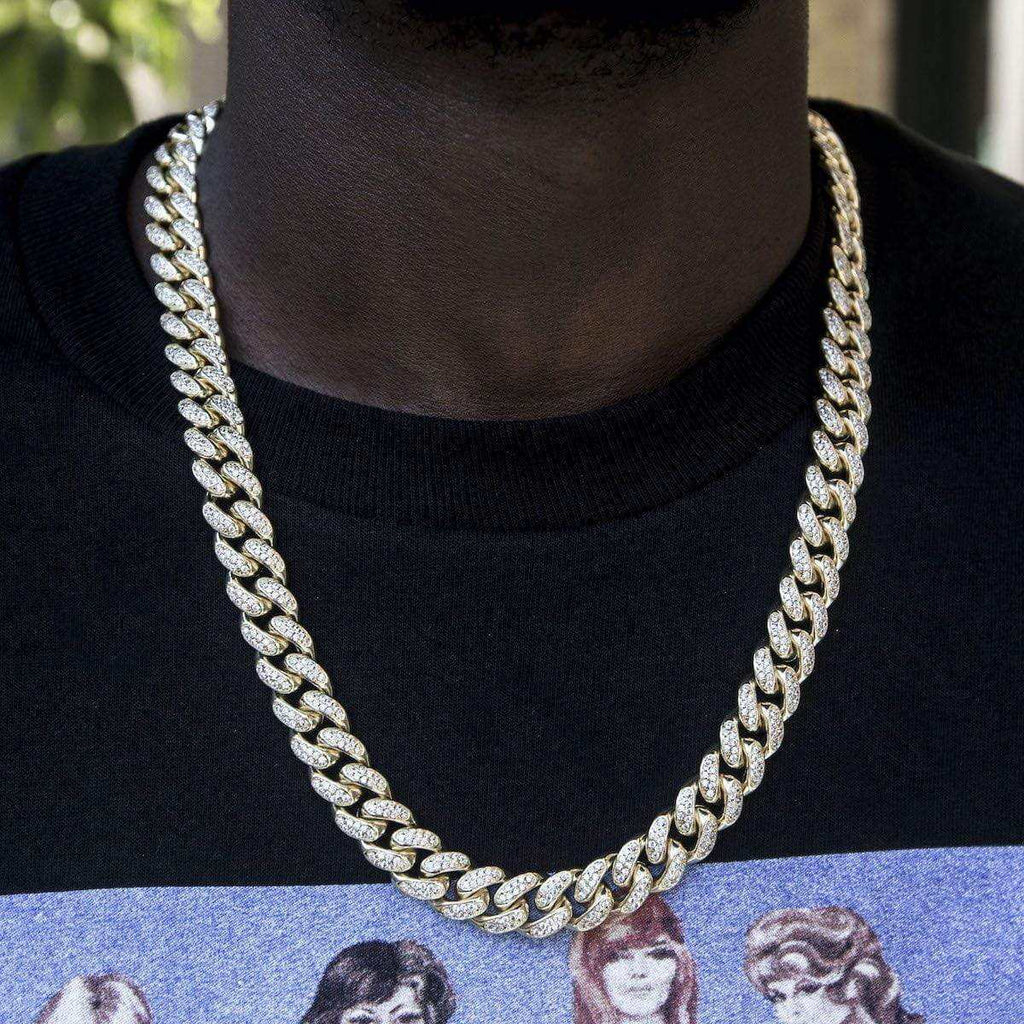 GLD Diamond Cuban Link Chain in Yellow Gold - 12mm
