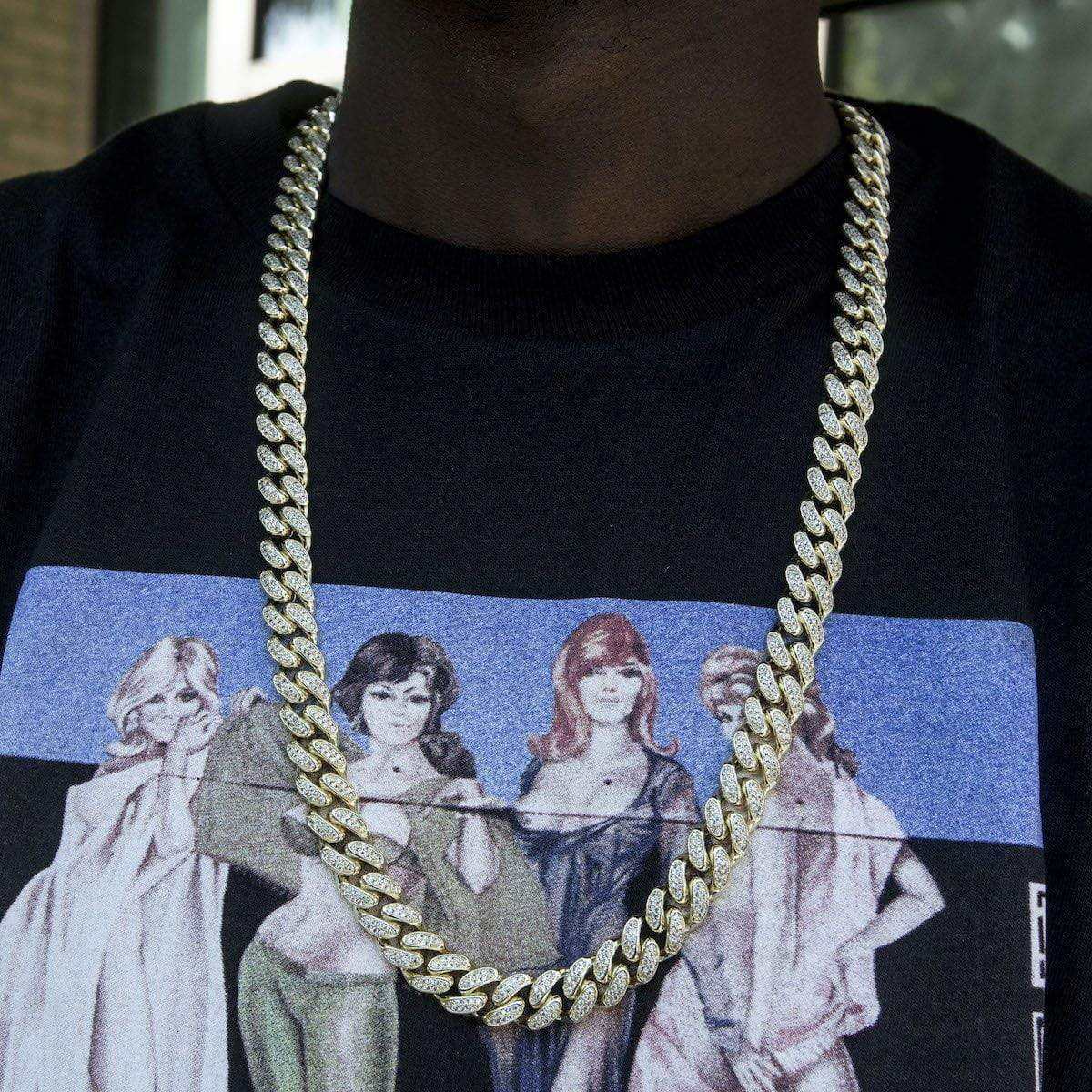 GLD Diamond Cuban Link Chain in Yellow Gold - 12mm