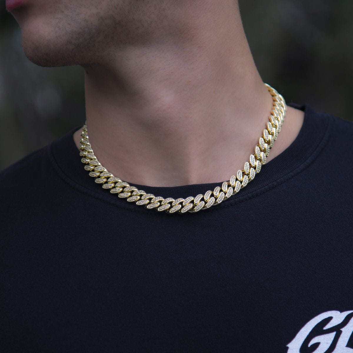 GLD Diamond Cuban Link Chain in Yellow Gold - 12mm
